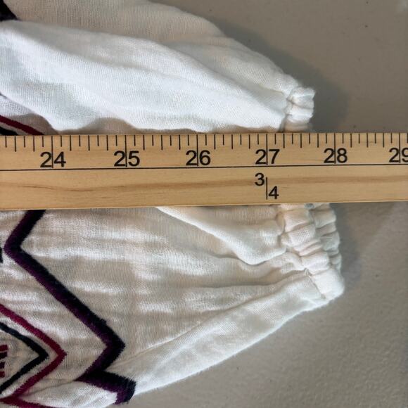 Lane Bryant Women Size 18 White Boho Drawstring Peasant Beach Summer Blouse Tops - Picture 8 of 10